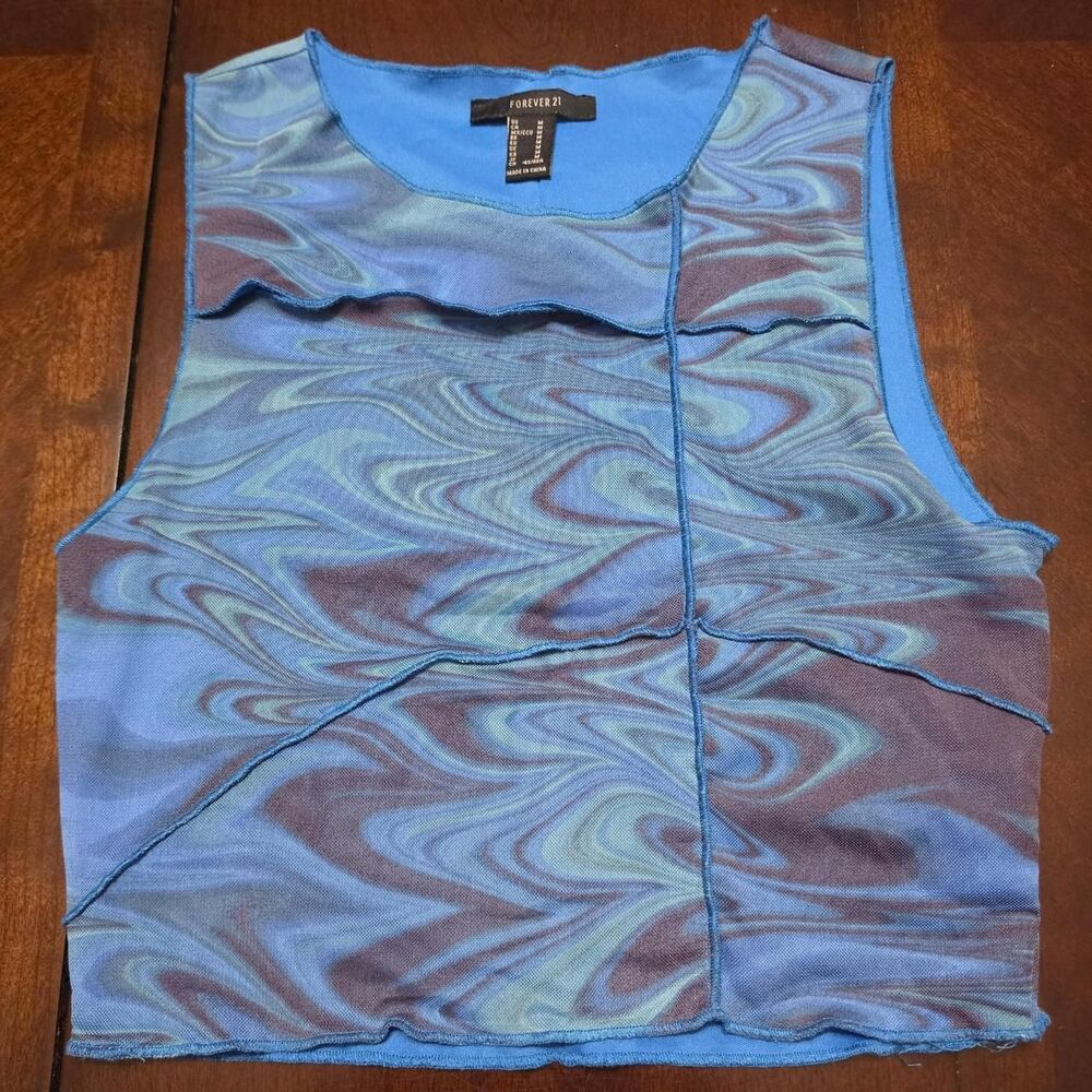 Forever 21 Marbled Mesh Crop Top
